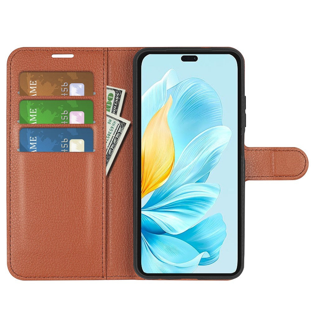 Honor 200 Lite - EIDERWOOD Kunstlæder Flip Cover m. Kortholder & Ståfunktion - Brun