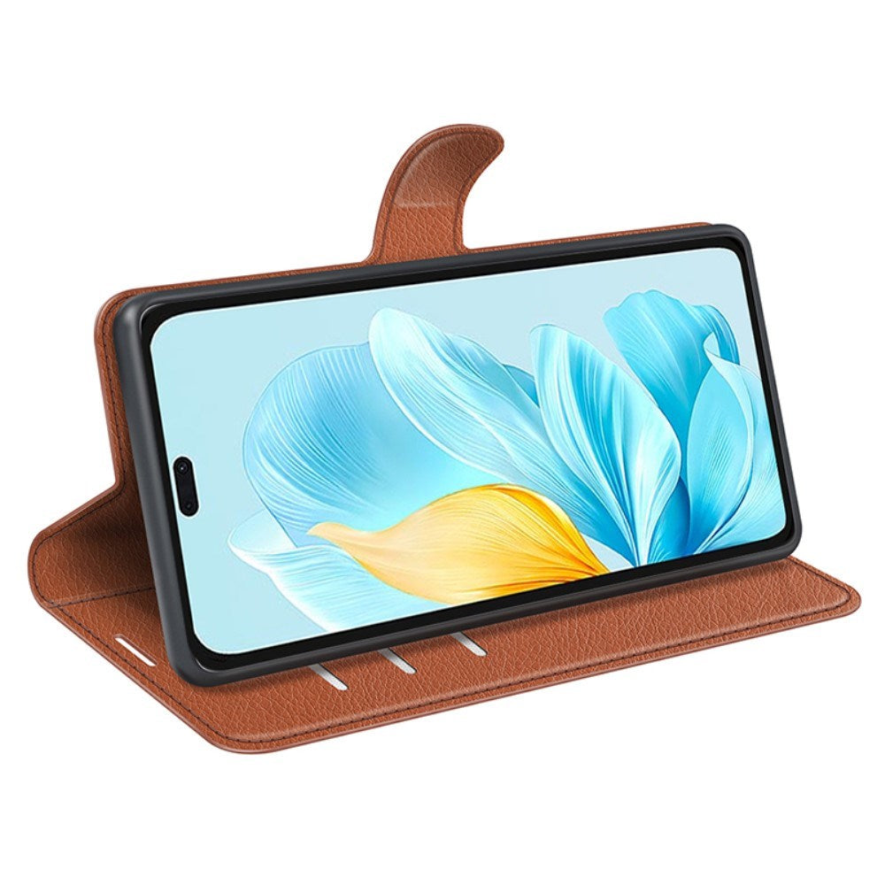 Honor 200 Lite - EIDERWOOD Kunstlæder Flip Cover m. Kortholder & Ståfunktion - Brun