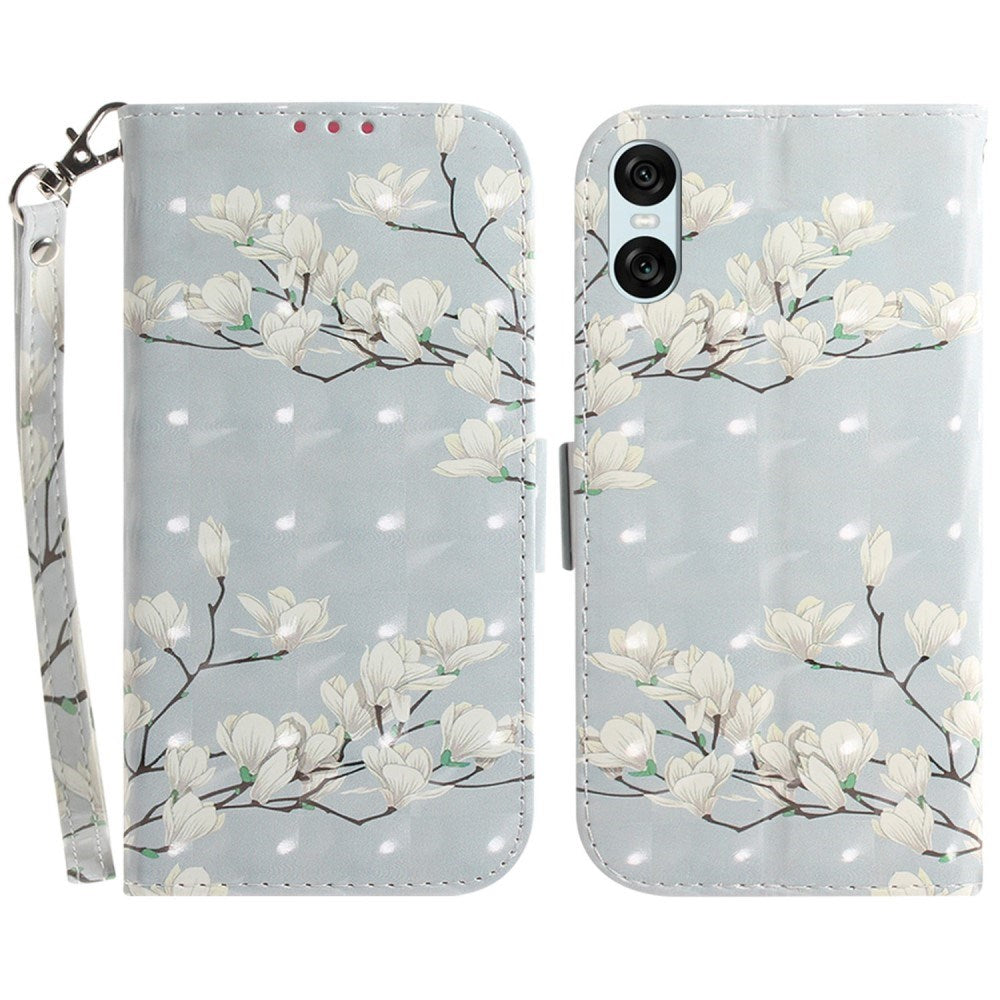 EIDERWOOD Sony Xperia 5 VI Læder Flip Cover m. Pung & Strop - Magnolia Blomster