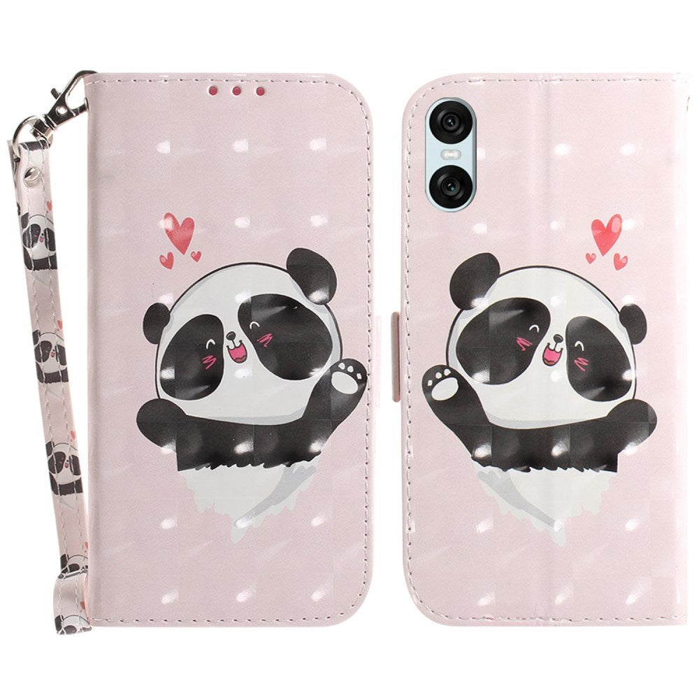 EIDERWOOD Sony Xperia 5 VI Læder Flip Cover m. Pung & Strop - Glad Panda