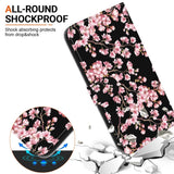 EIDERWOOD iPhone 16e Kunst Læder Flip Cover m. Pung & Strop - Sort med Blomster
