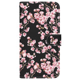 EIDERWOOD iPhone 16e Kunst Læder Flip Cover m. Pung & Strop - Sort med Blomster