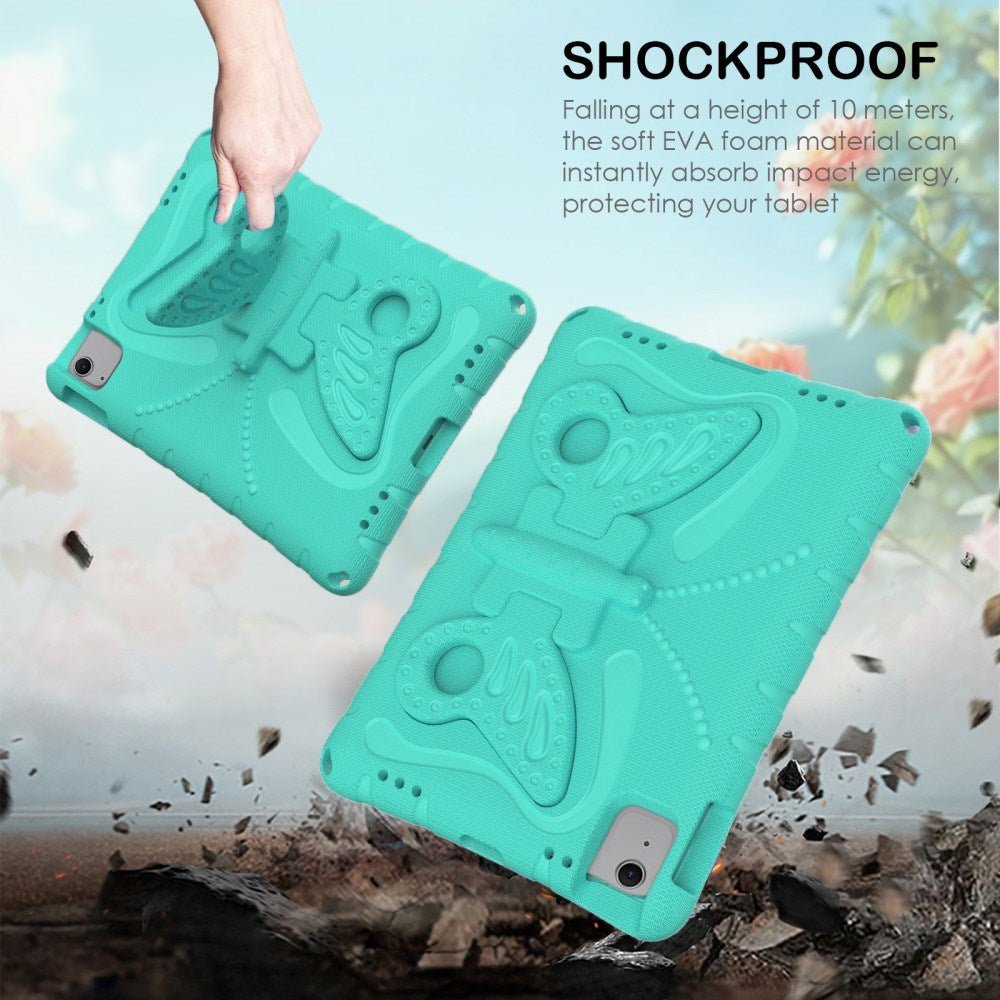 EIDERWOOD iPad Air 11" (2024) Butterfly Kickstand Børne Cover m. Skulderstrop - Mintgrøn