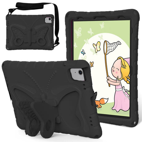 EIDERWOOD iPad Air 11" (2024) Butterfly Kickstand Børne Cover m. Skulderstrop - Sort