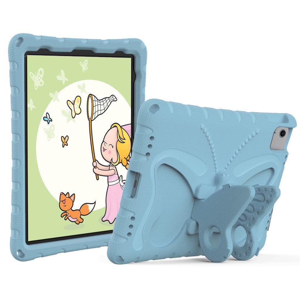 EIDERWOOD iPad Air 11" (2024) Butterfly Kickstand Børne Cover m. Skulderstrop - Lyseblå