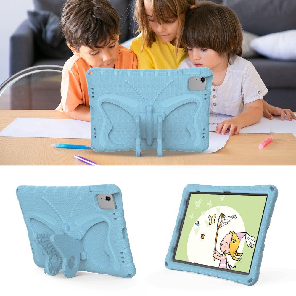 EIDERWOOD iPad Air 11" (2024) Butterfly Kickstand Børne Cover m. Skulderstrop - Lyseblå