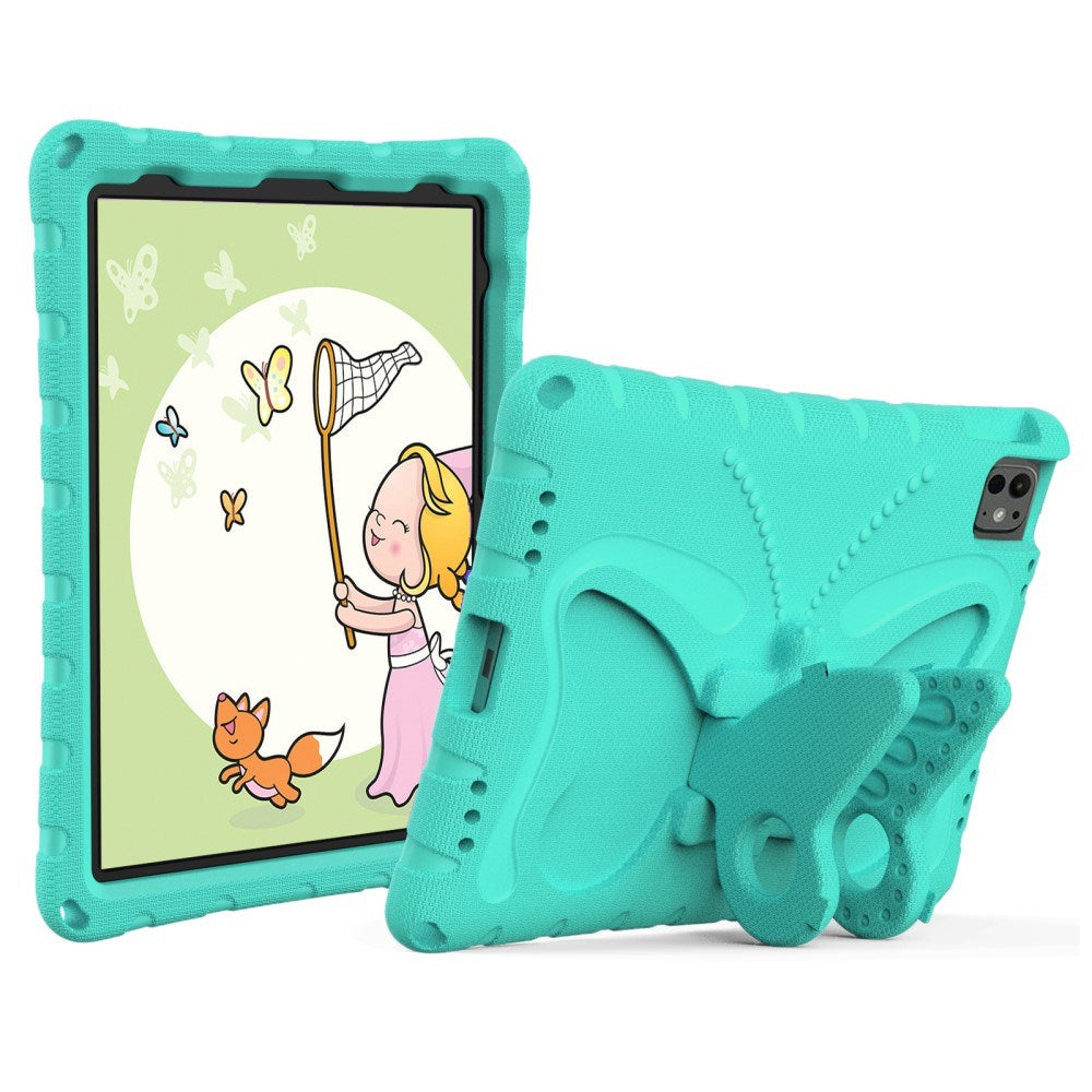 EIDERWOOD iPad Pro 11" (2024) Butterfly Kickstand Børne Cover m. Skulderstrop - Mintgrøn