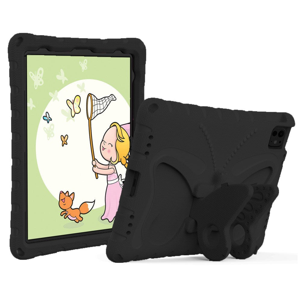 EIDERWOOD iPad Pro 11" (2024) Butterfly Kickstand Børne Cover m. Skulderstrop - Sort