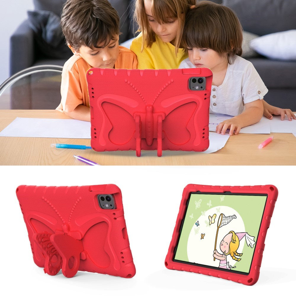 EIDERWOOD iPad Pro 11" (2024) Butterfly Kickstand Børne Cover m. Skulderstrop - Rød