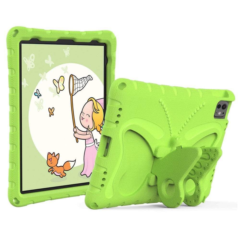 EIDERWOOD iPad Pro 11" (2024) Butterfly Kickstand Børne Cover m. Skulderstrop - Grøn