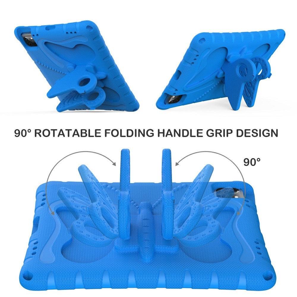 EIDERWOOD iPad Air 13" (2025 / 2024) / Pro 13" (2025 / 2024) / Pro 12.9" (2022-2018) Butterfly Kickstand Børne Cover m. Skulderstrop - Blå