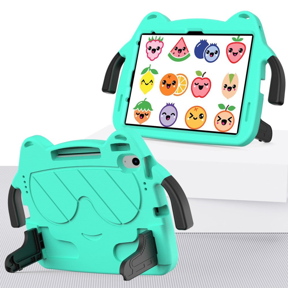 EIDERWOOD iPad Air 11" (2024) Børne Cover - Smiley - Kickstand & Håndtag - Mintgrøn