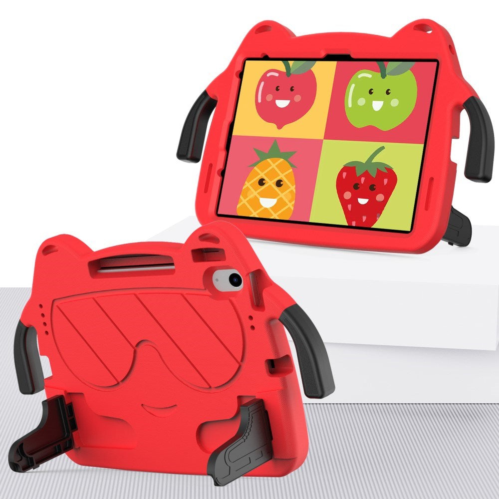 EIDERWOOD iPad Air 11" (2024) Børne Cover - Smiley - Kickstand & Håndtag - Rød