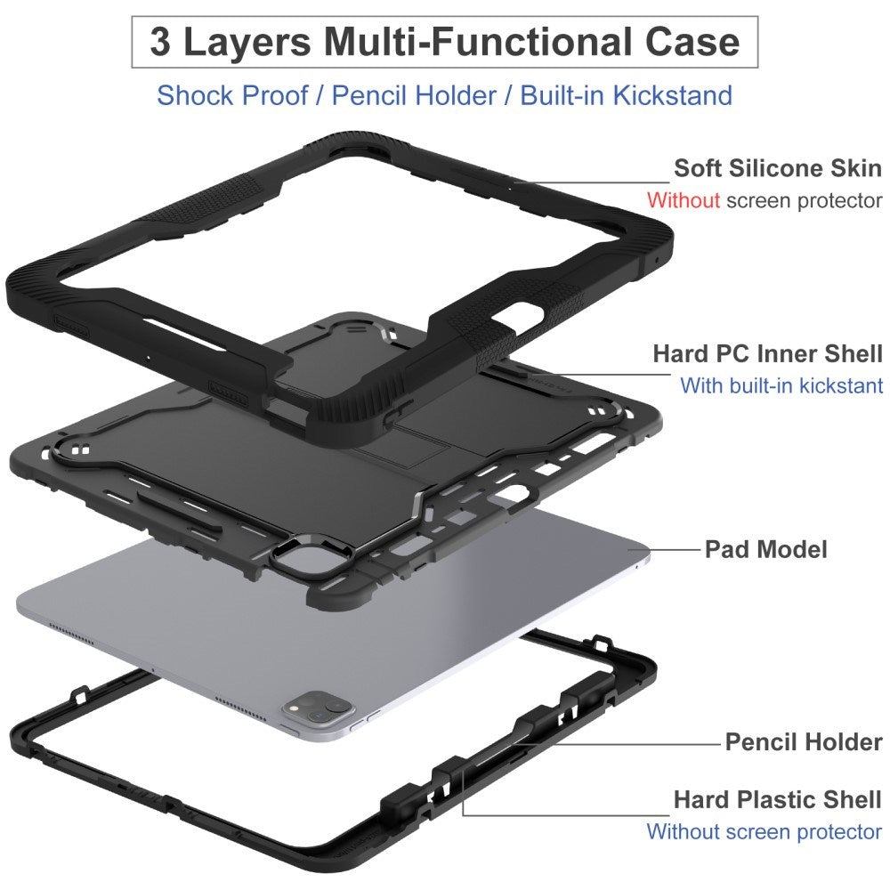 EIDERWOOD iPad Pro 13" (2024) Håndværker Bagside Cover m. Kickstand - Sort