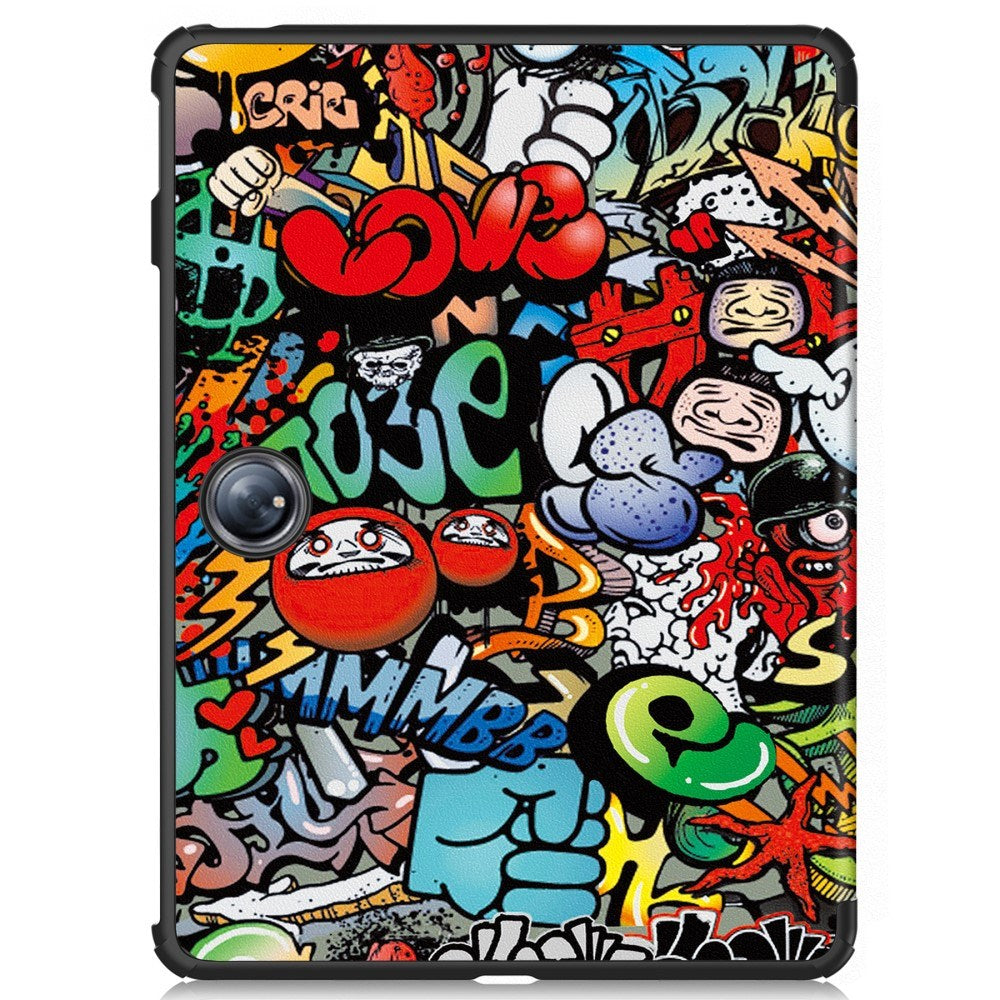 EIDERWOOD OnePlus Pad 2 Tri-Fold Kunstlæder Flip Cover m. Vågeblus Funktion - Graffiti