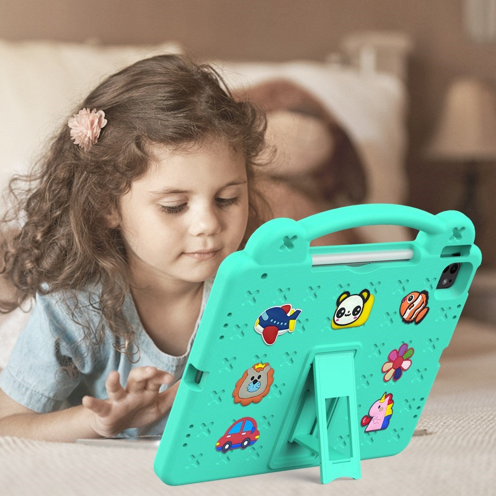 EIDERWOOD iPad Air 13" (2025 / 2024) / Pro 13" (2025 / 2024) /12.9" (2022-2018) Børne Cover m. Håndholder - Grøn