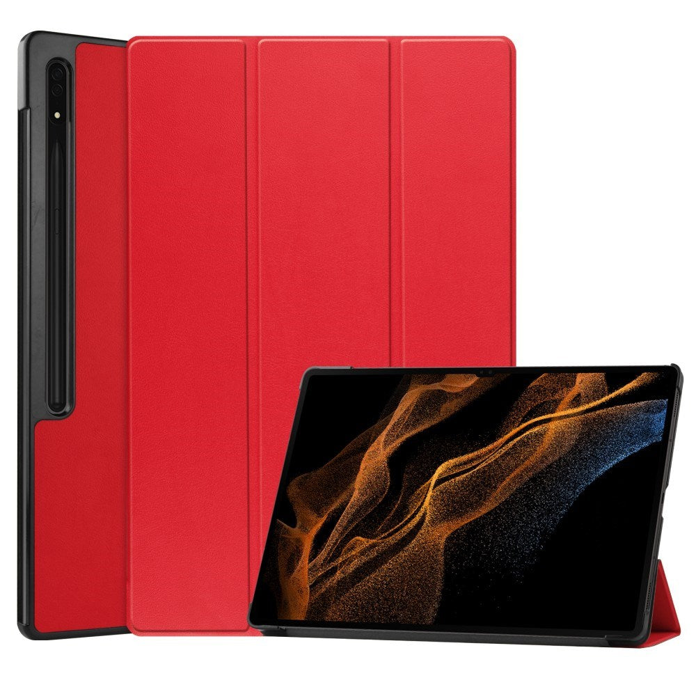 EIDERWOOD Samsung Galaxy Tab S10 Ultra Tri-Fold Læder Flip Cover m. Standerfunktion - Rød