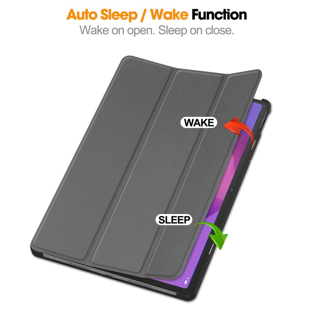 Lenovo IdeaTab Pro - EIDERWOOD Kunstlæder Flip Cover m. Ståfunktion & Pencil Holder - Grå