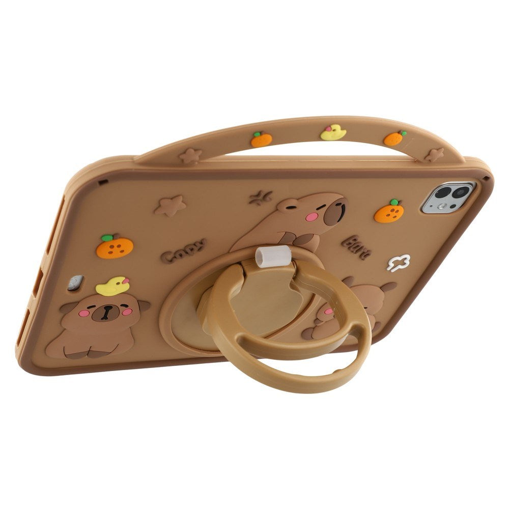 EIDERWOOD iPad Air 11" (2026 / 2025/ 2024) / Pro 11" (2025 / 2024 / 2022 / 2021 / 2020 / 2018) / Air (2022 / 2020) Silikone Bagside Cover m. Roterende Kickstand - Capybara
