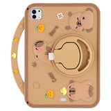 EIDERWOOD iPad Air 11" (2026 / 2025/ 2024) / Pro 11" (2025 / 2024 / 2022 / 2021 / 2020 / 2018) / Air (2022 / 2020) Silikone Bagside Cover m. Roterende Kickstand - Capybara
