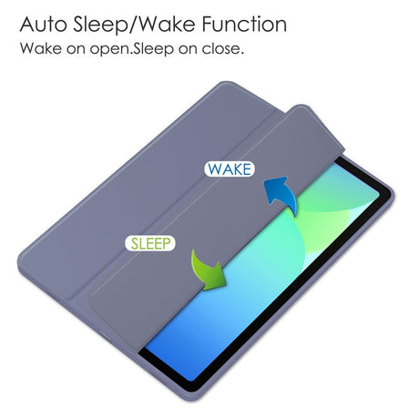 EIDERWOOD Samsung Galaxy Tab S10 Lite / S10 FE / S9 FE Tablet Flip Cover m. Ståfunktion & Stylus Pen-Holder - Gennemsigtig / Grålilla