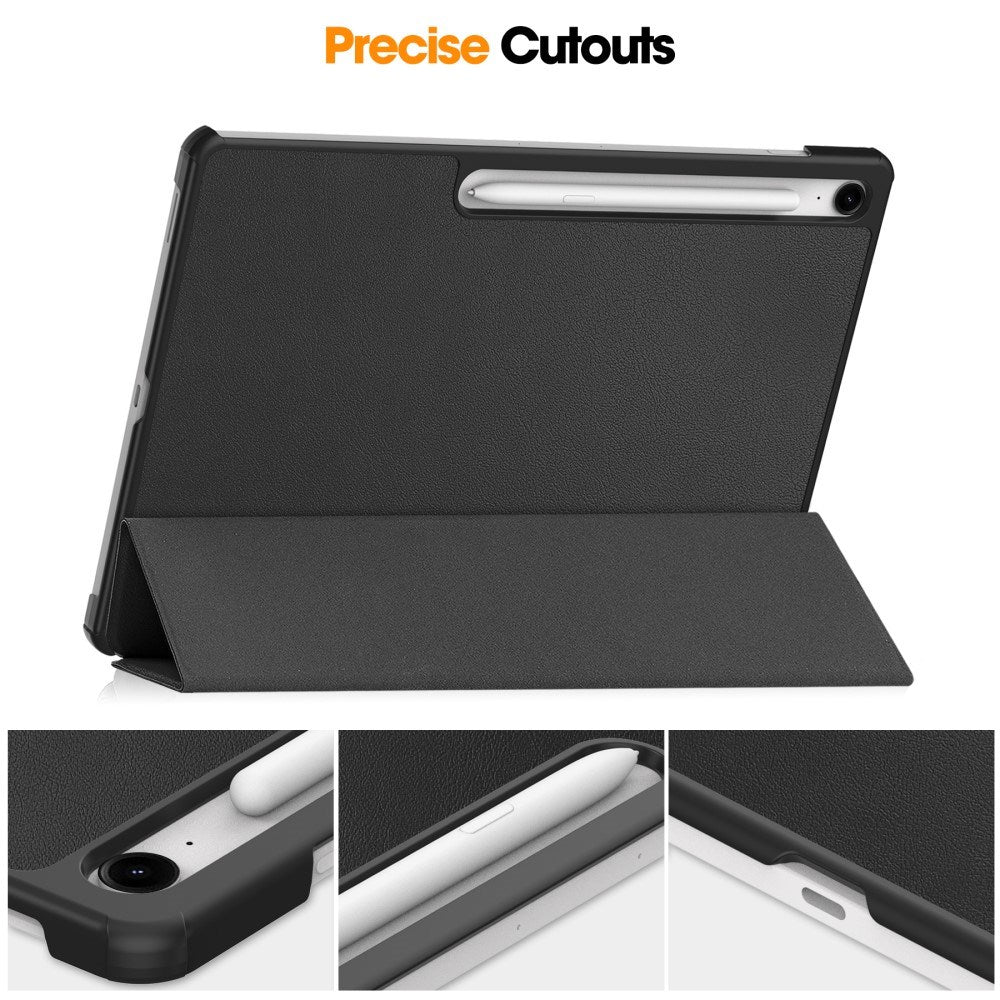 Samsung Galaxy Tab S10 FE+ (Plus) - EIDERWOOD Kunstlæder Flip Cover m. Ståfunktion & Pencil Holder - Sort