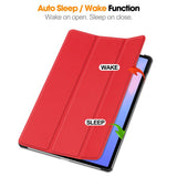 Samsung Galaxy Tab S10 FE+ (Plus) - EIDERWOOD Kunstlæder Flip Cover m. Ståfunktion & Pencil Holder - Rød