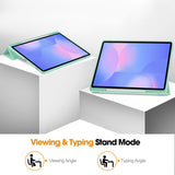 EIDERWOOD Samsung Galaxy Tab S10 FE+ (Plus) Tri-Fold Kunstlæder Tablet Cover m. Stylus Pen Holder - Lysegrøn