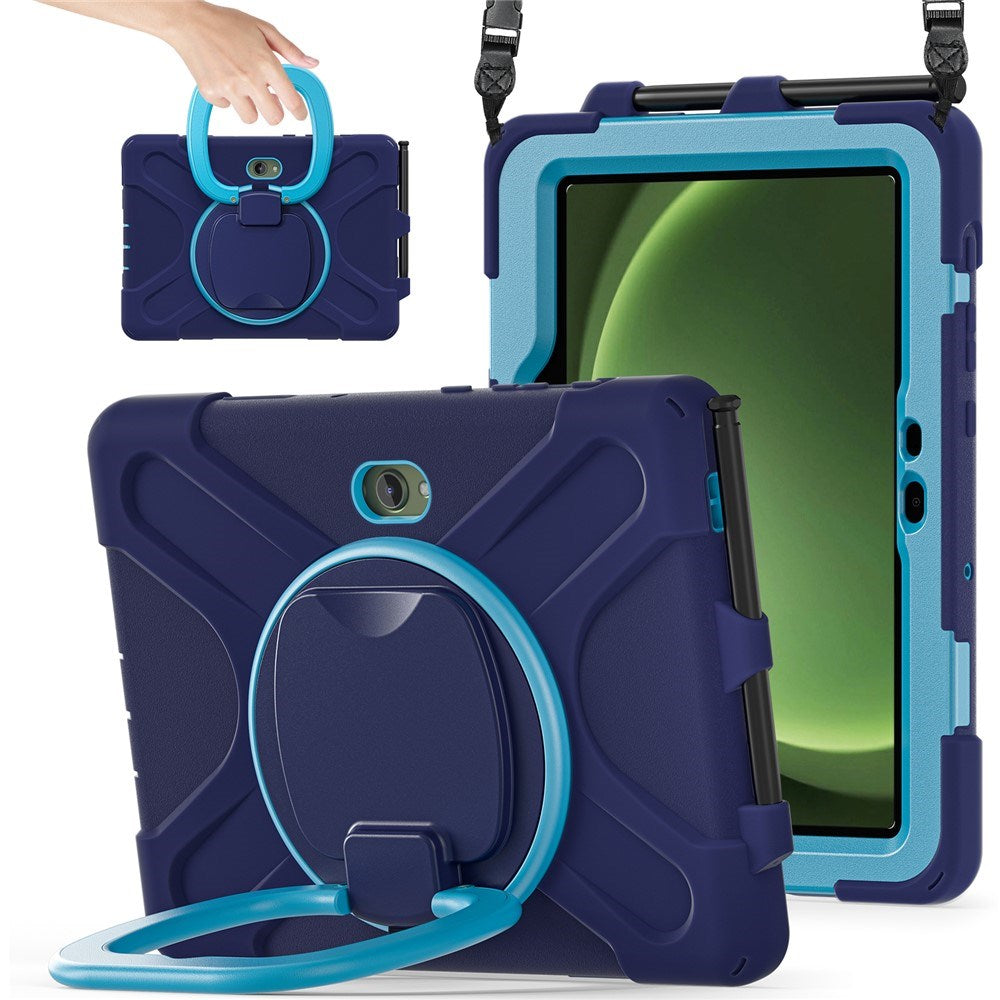 Samsung Galaxy Tab Active5 Pro / Active4 Pro EIDERWOOD Plast Børne Cover m. Kickstand & Strop - Blå