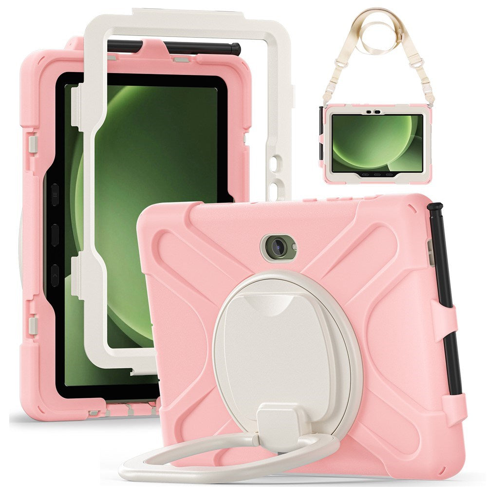 Samsung Galaxy Tab Active5 Pro / Active4 Pro EIDERWOOD Plast Børne Cover m. Kickstand & Strop - Lyserød