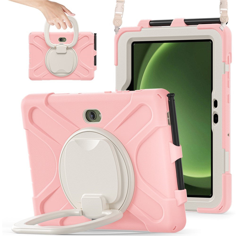 Samsung Galaxy Tab Active5 Pro / Active4 Pro EIDERWOOD Plast Børne Cover m. Kickstand & Strop - Lyserød