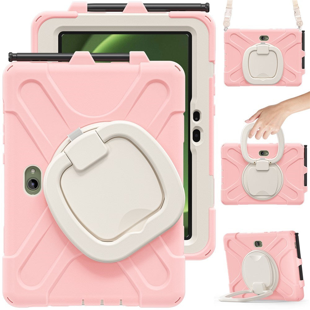 Samsung Galaxy Tab Active5 Pro / Active4 Pro EIDERWOOD Plast Børne Cover m. Kickstand & Strop - Lyserød