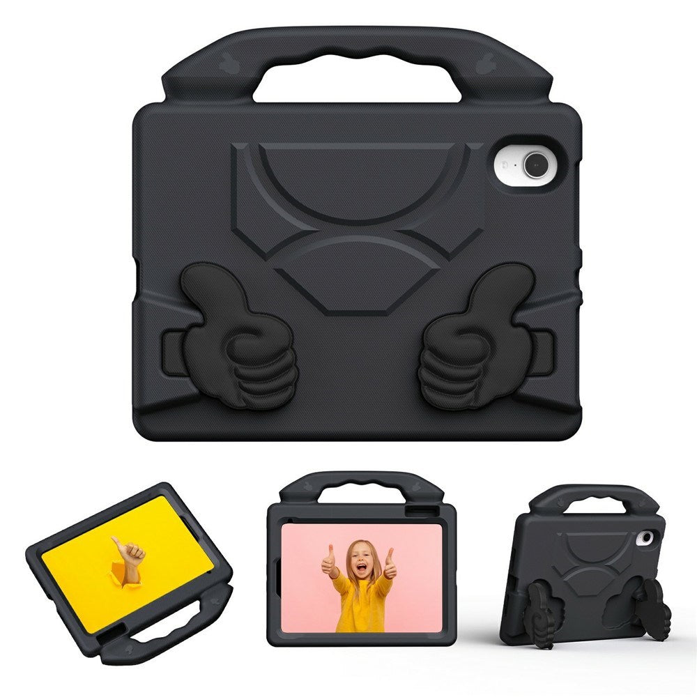 iPad Mini (2024 / 2021) - EIDERWOOD Børne Cover m. Thumb Kickstand - Sort