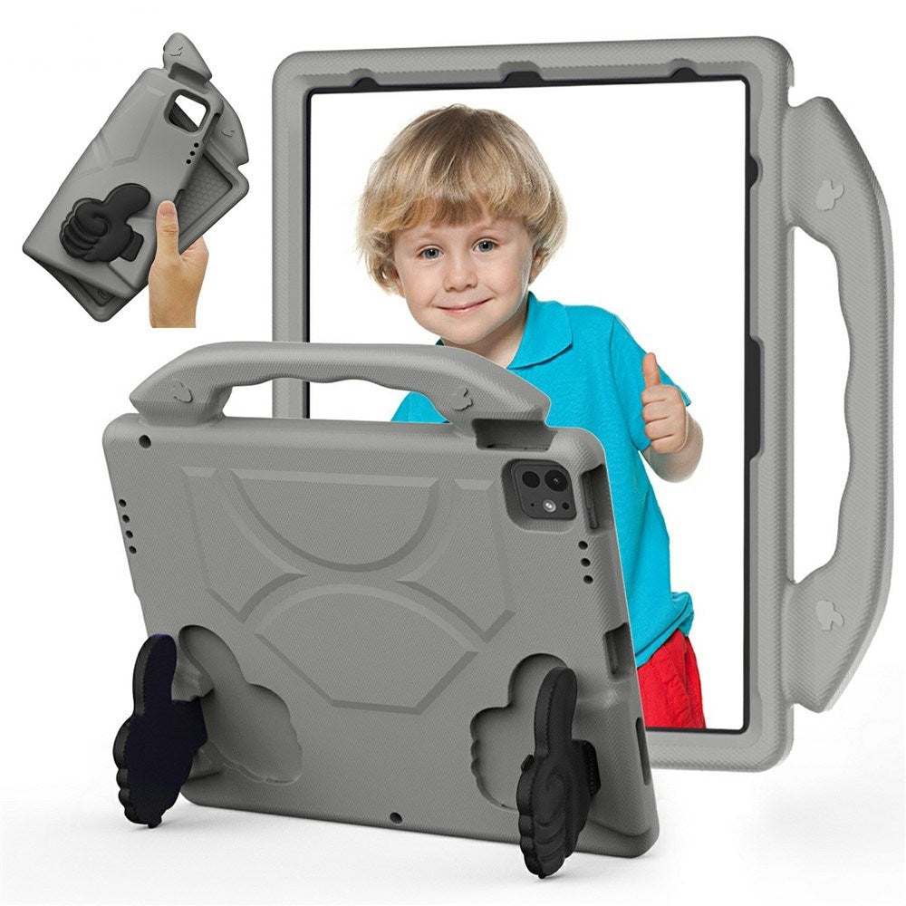 iPad Pro 12.9" (2022 / 2021 / 2020 / 2018) / Air 13" (2025 / 2024) / Pro 13" (2025 / 2024) - EIDERWOOD Børne Cover m. Thumb Kickstand - Grå