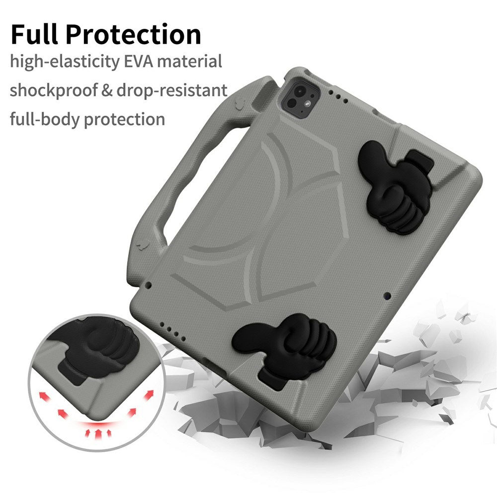 iPad Pro 12.9" (2022 / 2021 / 2020 / 2018) / Air 13" (2025 / 2024) / Pro 13" (2025 / 2024) - EIDERWOOD Børne Cover m. Thumb Kickstand - Grå