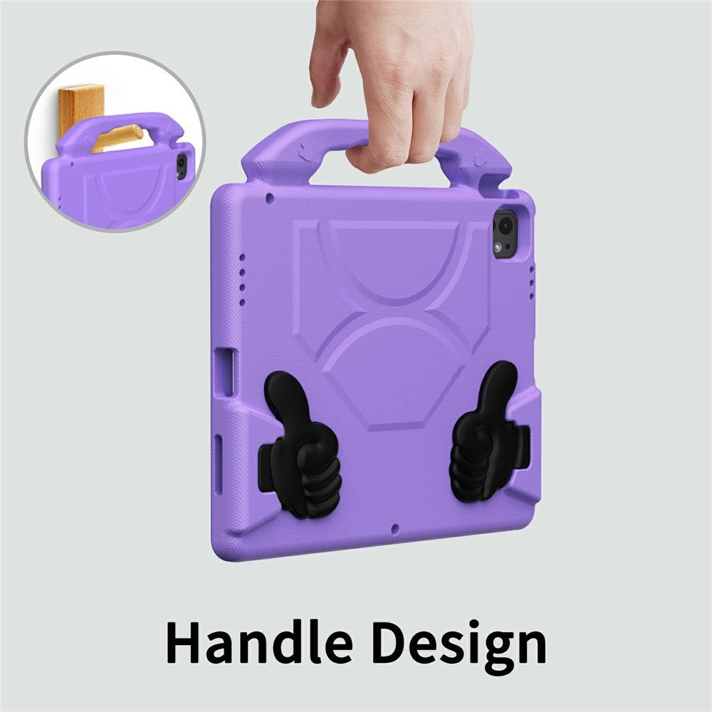 iPad Pro 12.9" (2022 / 2021 / 2020 / 2018) / Air 13" (2025 / 2024) / Pro 13" (2025 / 2024) - EIDERWOOD Børne Cover m. Thumb Kickstand - Lilla