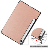 EIDERWOOD Samsung Galaxy Tab S11 / S10 Lite Tri-Fold Kunstlæder Flip Cover m. Stylus Pen Holder - Rose Gold