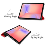 EIDERWOOD Samsung Galaxy Tab S11 / S10 Lite Tri-Fold Kunstlæder Flip Cover m. Stylus Pen Holder - Rød
