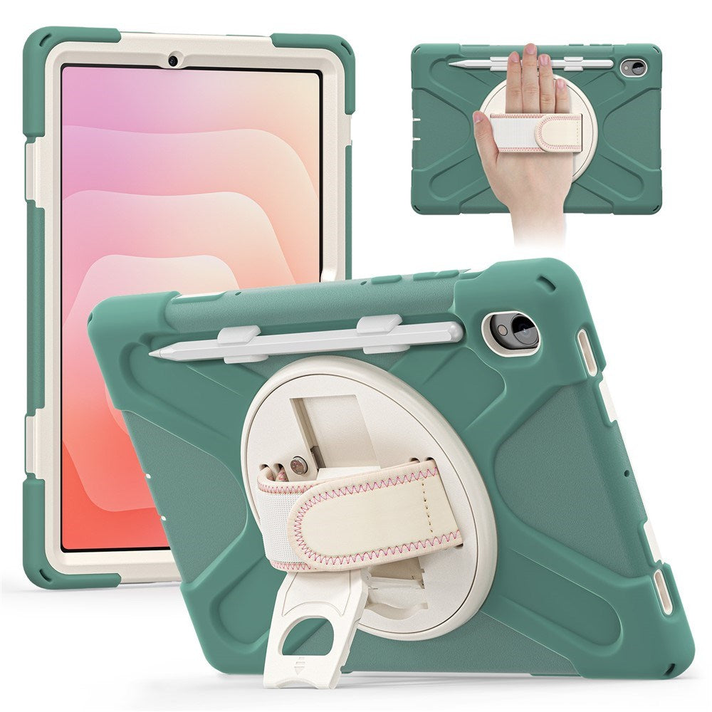 EIDERWOOD Samsung Galaxy Tab S11 Stødabsorberende Cover m. Roterbar Ståfunktion & Velcrostrop - Grøn
