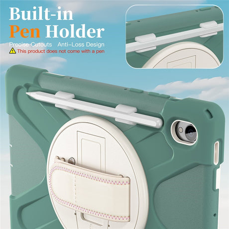 EIDERWOOD Samsung Galaxy Tab S11 Stødabsorberende Cover m. Roterbar Ståfunktion & Velcrostrop - Grøn