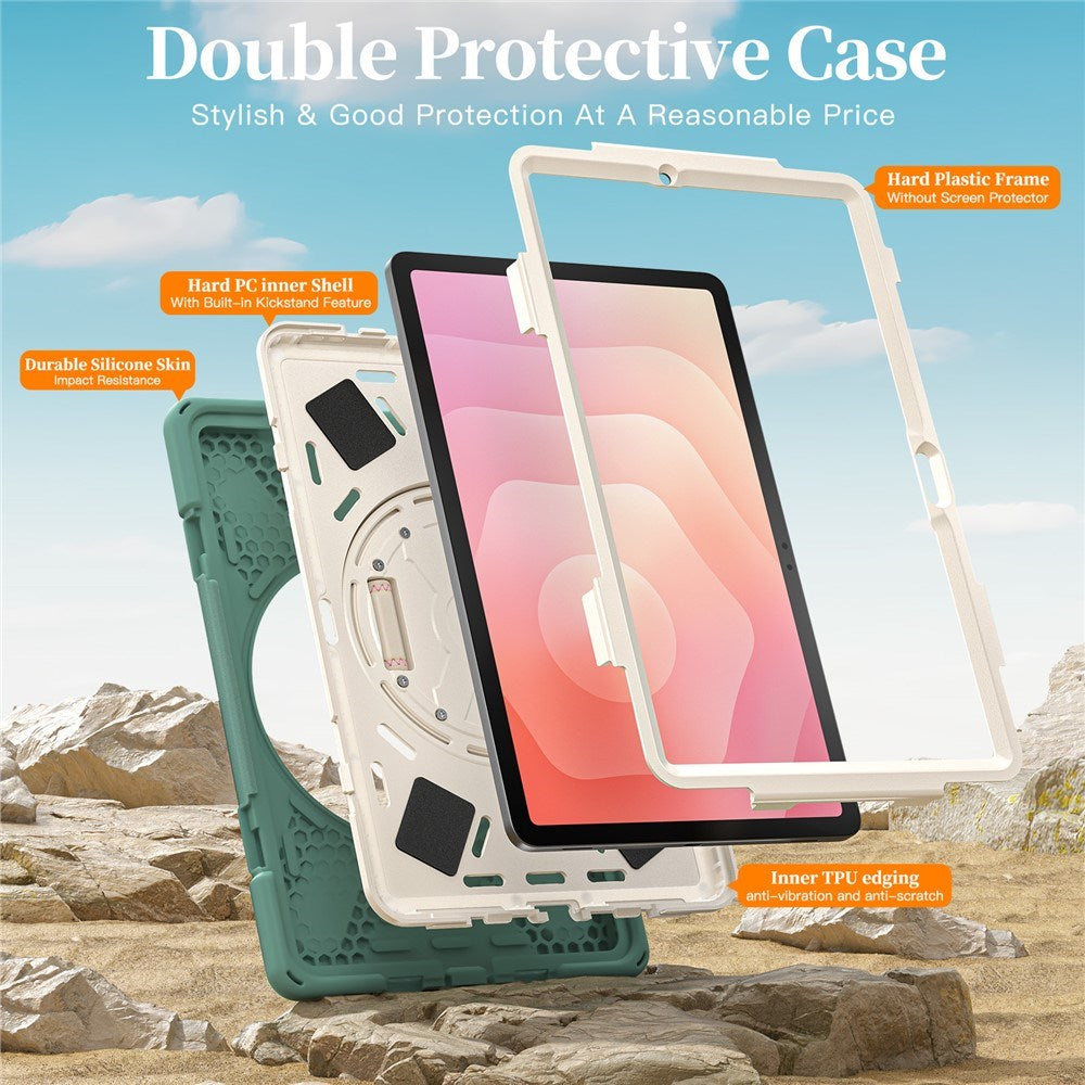 EIDERWOOD Samsung Galaxy Tab S11 Stødabsorberende Cover m. Roterbar Ståfunktion & Velcrostrop - Grøn