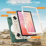 EIDERWOOD Samsung Galaxy Tab S11 Stødabsorberende Cover m. Roterbar Ståfunktion & Velcrostrop - Grøn