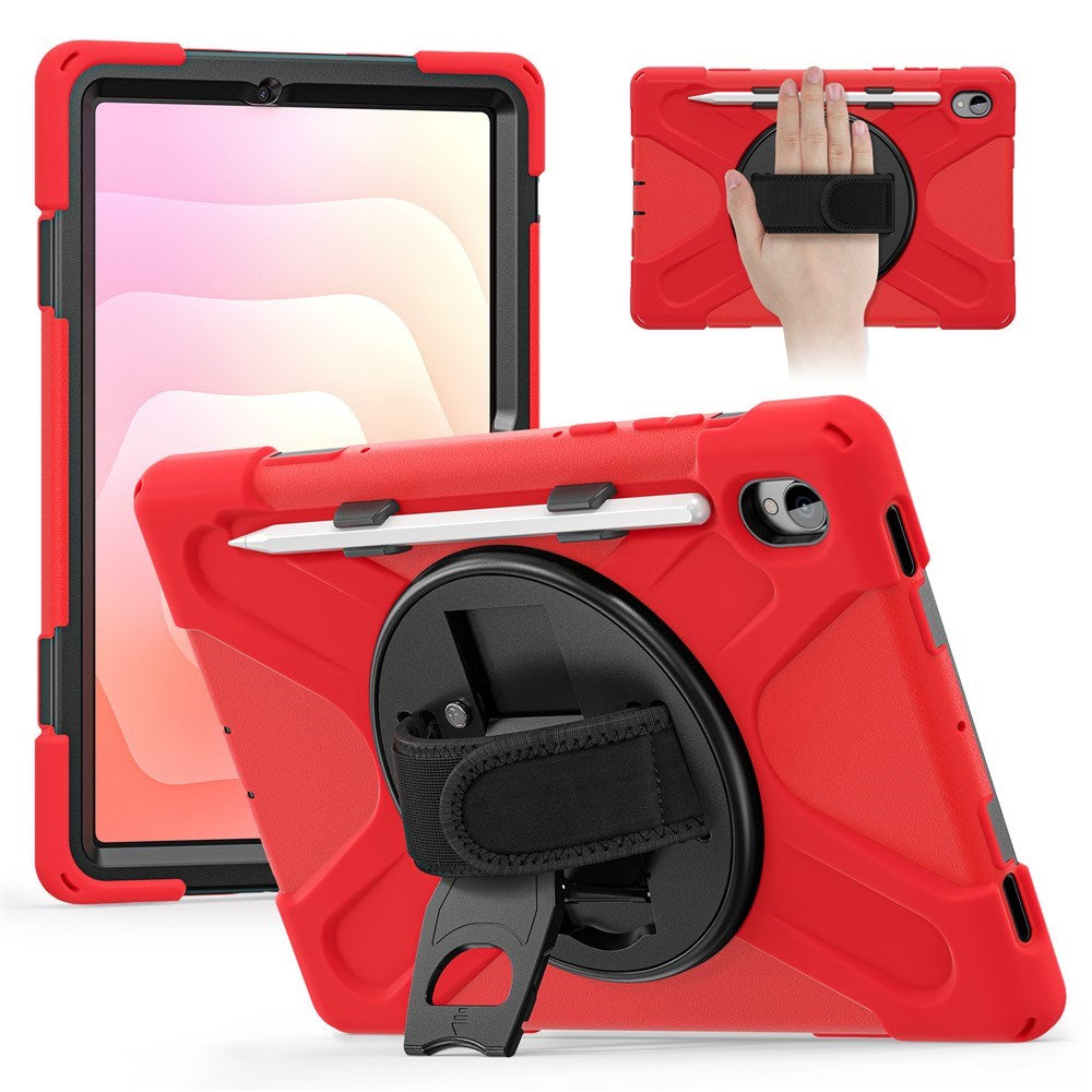 EIDERWOOD Samsung Galaxy Tab S11 Stødabsorberende Cover m. Roterbar Ståfunktion & Velcrostrop - Rød