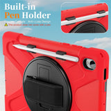 EIDERWOOD Samsung Galaxy Tab S11 Stødabsorberende Cover m. Roterbar Ståfunktion & Velcrostrop - Rød
