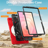 EIDERWOOD Samsung Galaxy Tab S11 Stødabsorberende Cover m. Roterbar Ståfunktion & Velcrostrop - Rød