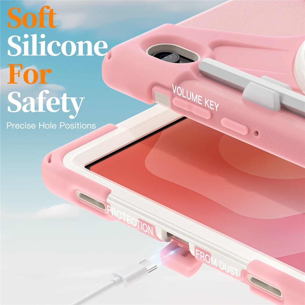 EIDERWOOD Samsung Galaxy Tab S11 Stødabsorberende Cover m. Roterbar Ståfunktion & Velcrostrop - Lyserød