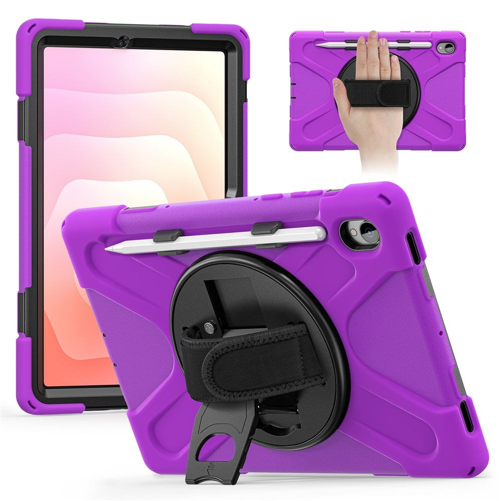 EIDERWOOD Samsung Galaxy Tab S11 Stødabsorberende Cover m. Roterbar Ståfunktion & Velcrostrop - Lilla