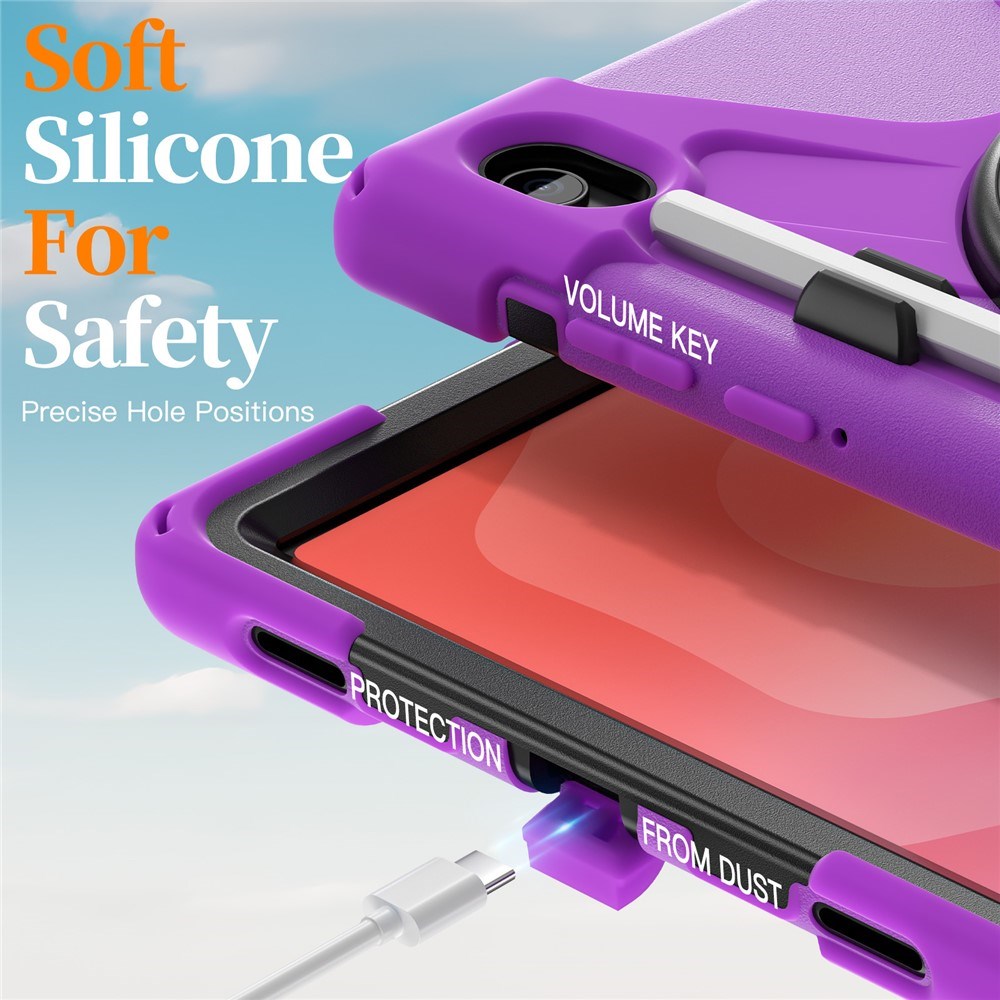 EIDERWOOD Samsung Galaxy Tab S11 Stødabsorberende Cover m. Roterbar Ståfunktion & Velcrostrop - Lilla