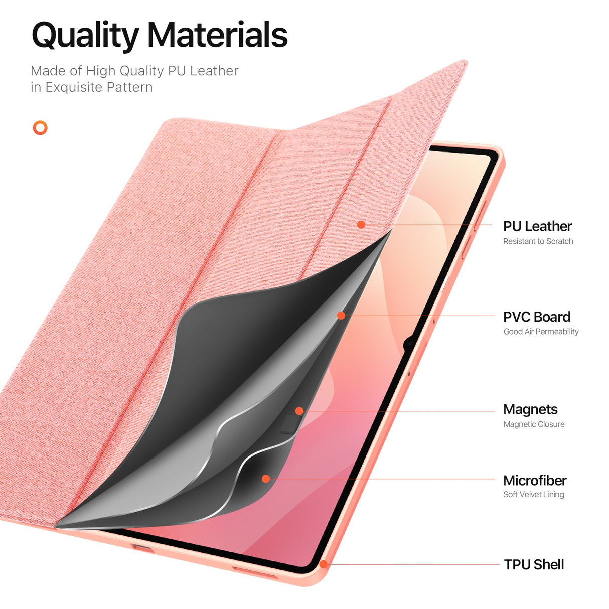 Samsung Galaxy Tab S11 Ultra DUX DUCIS DOMO Series Flip Cover m. Pen Holder - Lyserød