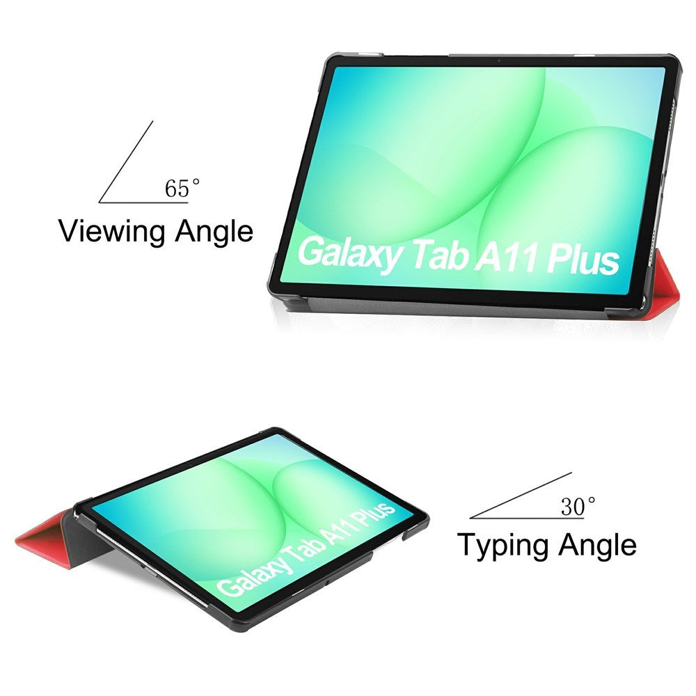 Samsung Galaxy Tab A11+ (Plus) EIDERWOOD Kunstlæder Tablet Cover m. Standerfunktion - Rød